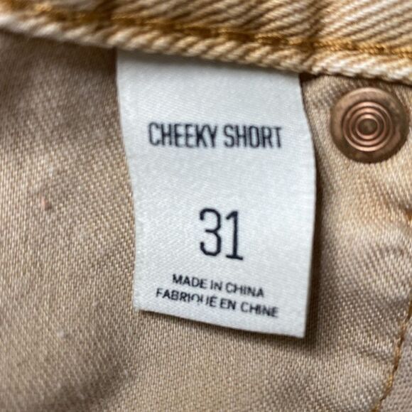 BDG Cheeky Shorts Neutral Tan Frayed - Picture 6 of 10